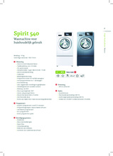 Product informatie SCHULTHESS wasmachine Spirit 540 Wit