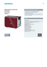 Product informatie SIEMENS broodrooster cranberry red TT86104