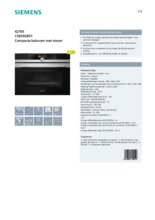 Product informatie SIEMENS combi-stoomoven rvs inbouw CS656GBS1