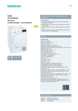 Product informatie SIEMENS droger warmtepomp WT43H000NL