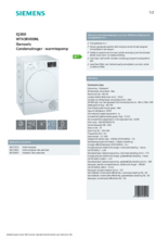 Product informatie SIEMENS droger warmtepomp WT43RV00NL