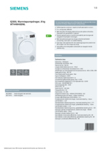 Product informatie SIEMENS droger warmtepomp WT44W400NL