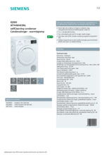 Product informatie SIEMENS droger warmtepomp WT44W4E3NL