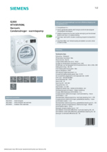 Product informatie SIEMENS droger warmtepomp WT45RV90NL