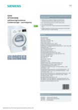 Product informatie SIEMENS droger warmtepomp WT45W460NL