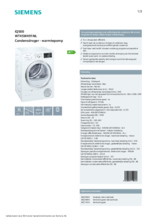 Product informatie SIEMENS droger warmtepomp WT45W491NL