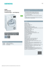 Product informatie SIEMENS droger warmtepomp WT45W492NL