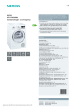 Product informatie SIEMENS droger warmtepomp WT47W5H9NL