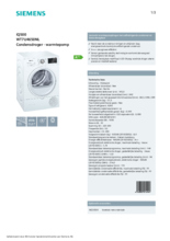 Product informatie SIEMENS droger warmtepomp WT7U4650NL