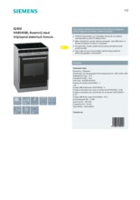 Product informatie SIEMENS fornuis keramisch rvs HA854580