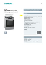 Product informatie SIEMENS fornuis rvs HX423510N