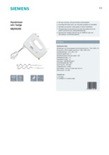 Product informatie SIEMENS handmixer MQ96300