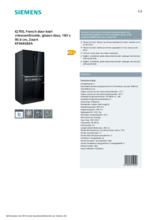 Product informatie SIEMENS koelkast French door zwart KF96RSBEA