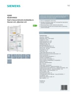 Product informatie SIEMENS koelkast KD29VVW30