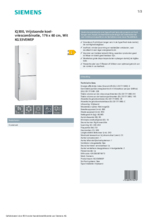 Product informatie SIEMENS koelkast KG33VEWEP