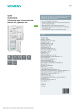 Product informatie SIEMENS koelkast KG33VXW30