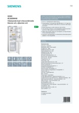 Product informatie SIEMENS koelkast KG36EBW40