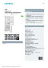 Product informatie SIEMENS koelkast KG36NXW3A