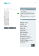 Product informatie SIEMENS koelkast KG36V6WEA