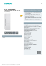 Product informatie SIEMENS koelkast KG36VVWEA