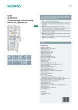 Product informatie SIEMENS koelkast KG39EBW40