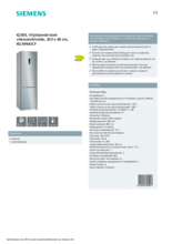 Product informatie SIEMENS koelkast KG39NXICF