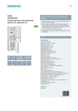 Product informatie SIEMENS koelkast KG39NXW35