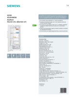 Product informatie SIEMENS koelkast KS29VNW30