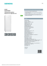 Product informatie SIEMENS koelkast KS29VNW3P