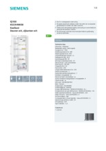 Product informatie SIEMENS koelkast KS33VNW30