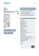 Product informatie SIEMENS koelkast KS36FPI30