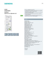 Product informatie SIEMENS koelkast KS36VNW30