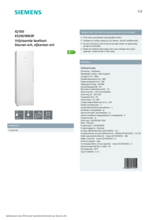 Product informatie SIEMENS koelkast KS36VNW3P