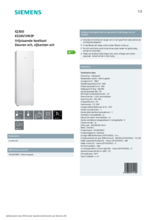 Product informatie SIEMENS koelkast KS36VVW3P