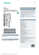 Product informatie SIEMENS koelkast blacksteel KG39FPB45