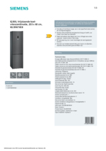Product informatie SIEMENS koelkast blacksteel KG39N7XEB