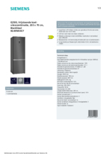 Product informatie SIEMENS koelkast blacksteel KG49NAXCF