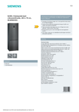 Product informatie SIEMENS koelkast blacksteel KG49NXXEA