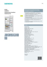 Product informatie SIEMENS koelkast inbouw CI30RP01