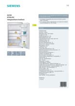 Product informatie SIEMENS koelkast inbouw KI18LV52