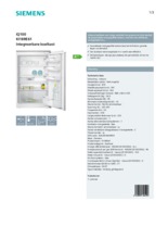 Product informatie SIEMENS koelkast inbouw KI18RE61