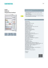 Product informatie SIEMENS koelkast inbouw KI20LV52