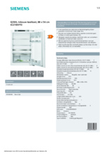 Product informatie SIEMENS koelkast inbouw KI21RAFF0