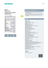 Product informatie SIEMENS koelkast inbouw KI24LV21FF