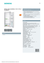 Product informatie SIEMENS koelkast inbouw KI24RNSF0