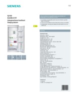 Product informatie SIEMENS koelkast inbouw KI24RV21FF