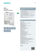 Product informatie SIEMENS koelkast inbouw KI31RAD40