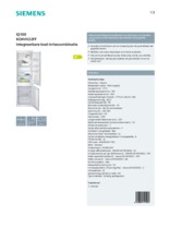 Product informatie SIEMENS koelkast inbouw KI34VV22FF