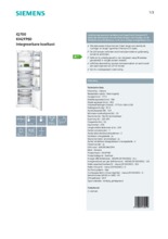 Product informatie SIEMENS koelkast inbouw KI42FP60