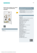 Product informatie SIEMENS koelkast inbouw KI42LNSE0